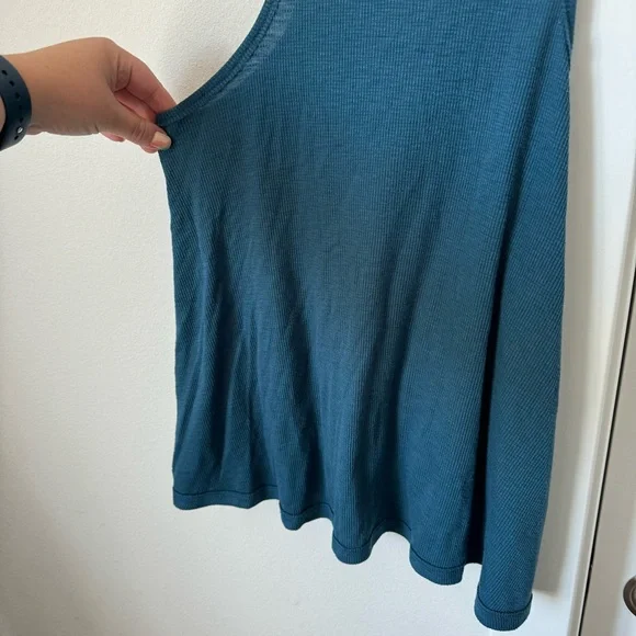 Free People Teal Blue Long Beach Tank Size Small Basic Layering Racerback Summer - Picture 6 of 12